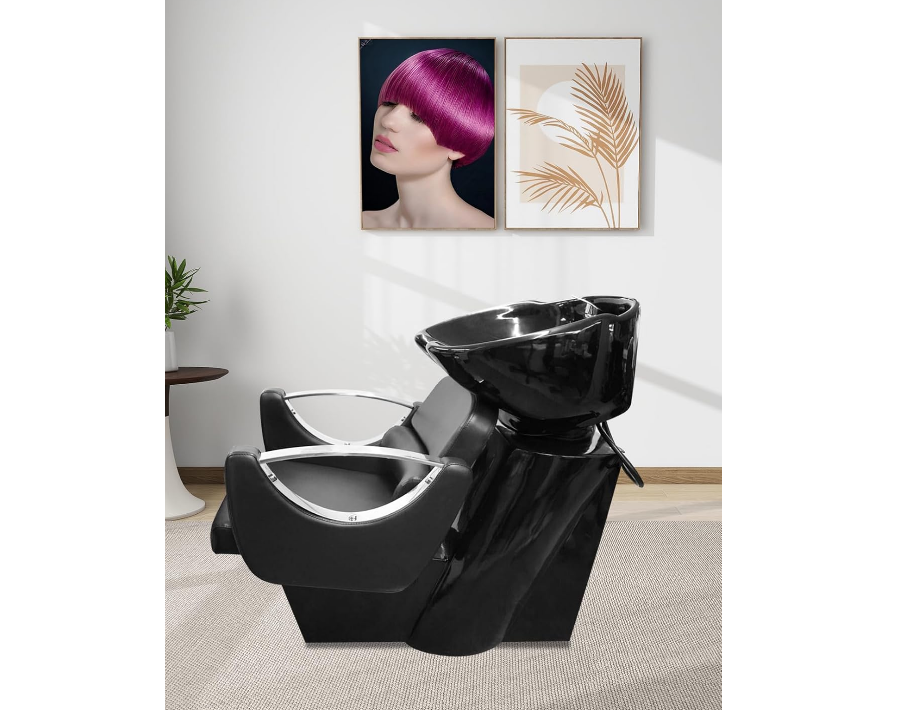 Classic Heavy Duty Shampoo Chair Hair Back Wash Sink for Men & Women Barbershop, Beauty Salon & Spa Furniture - Black - COOLBABY