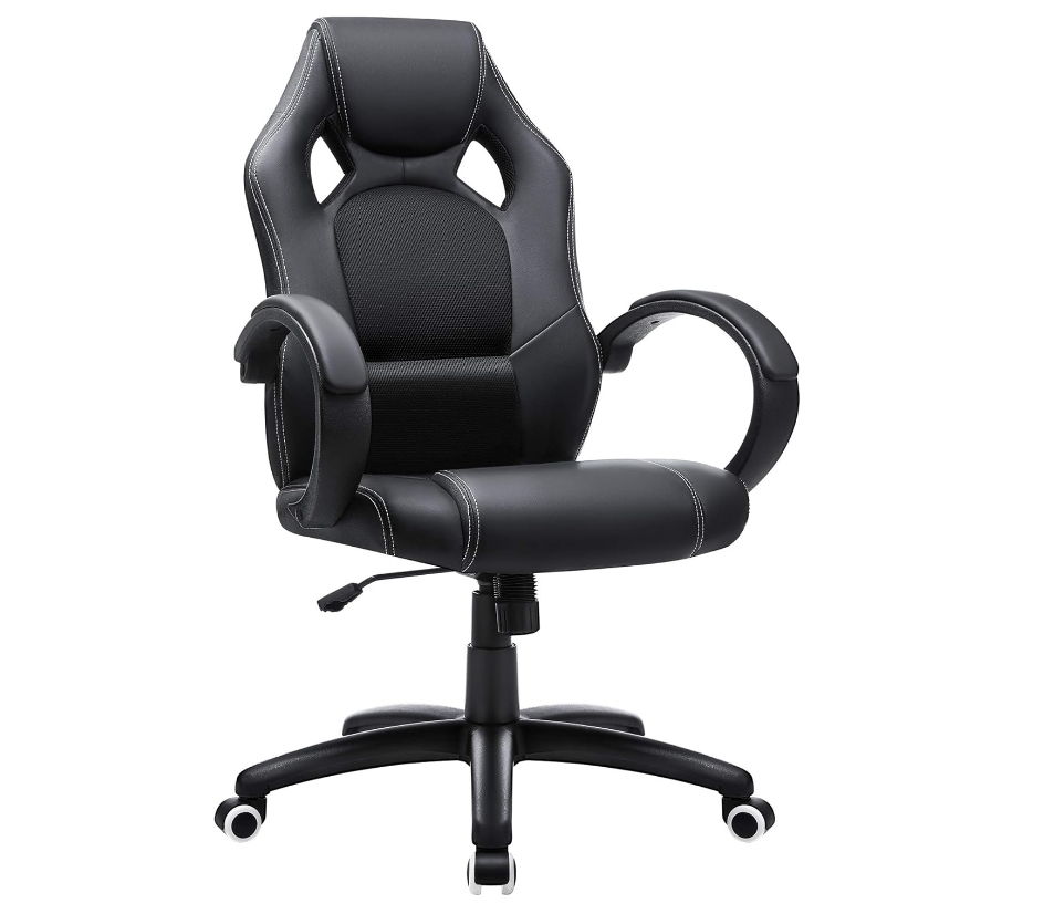 Ergonomic Faux Leather Office/Gaming Chair, Computer 360° Swivel Chair, With Tilting Mechanism And Height Adjustable - Black - COOLBABY