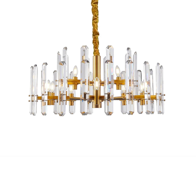 Modern Hanging Light Iron & Glass Crystal - Gold - COOLBABY