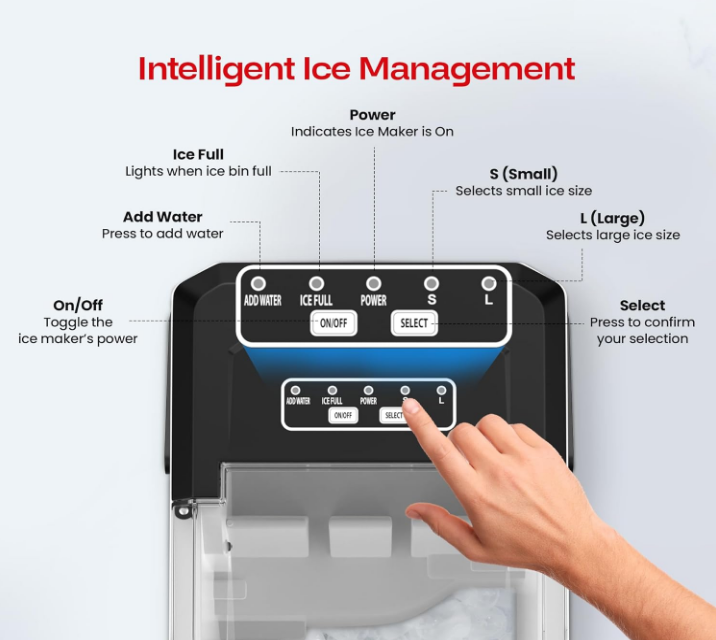 Compact Countertop Portable Ice Maker, 12kg/Day, 1.3L - IM-411 - COOLBABY