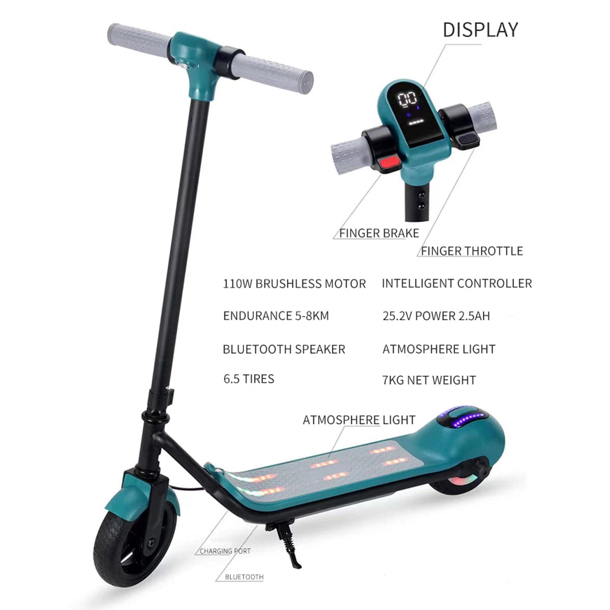 COOLBABY JY-6.5T Electric Scooter for Kid, Max 5 Miles Range and 8.7 Mph Speed, 6.5" Solid Rubber Wheels, Lightweight Electric Kick Scooter - COOL BABY