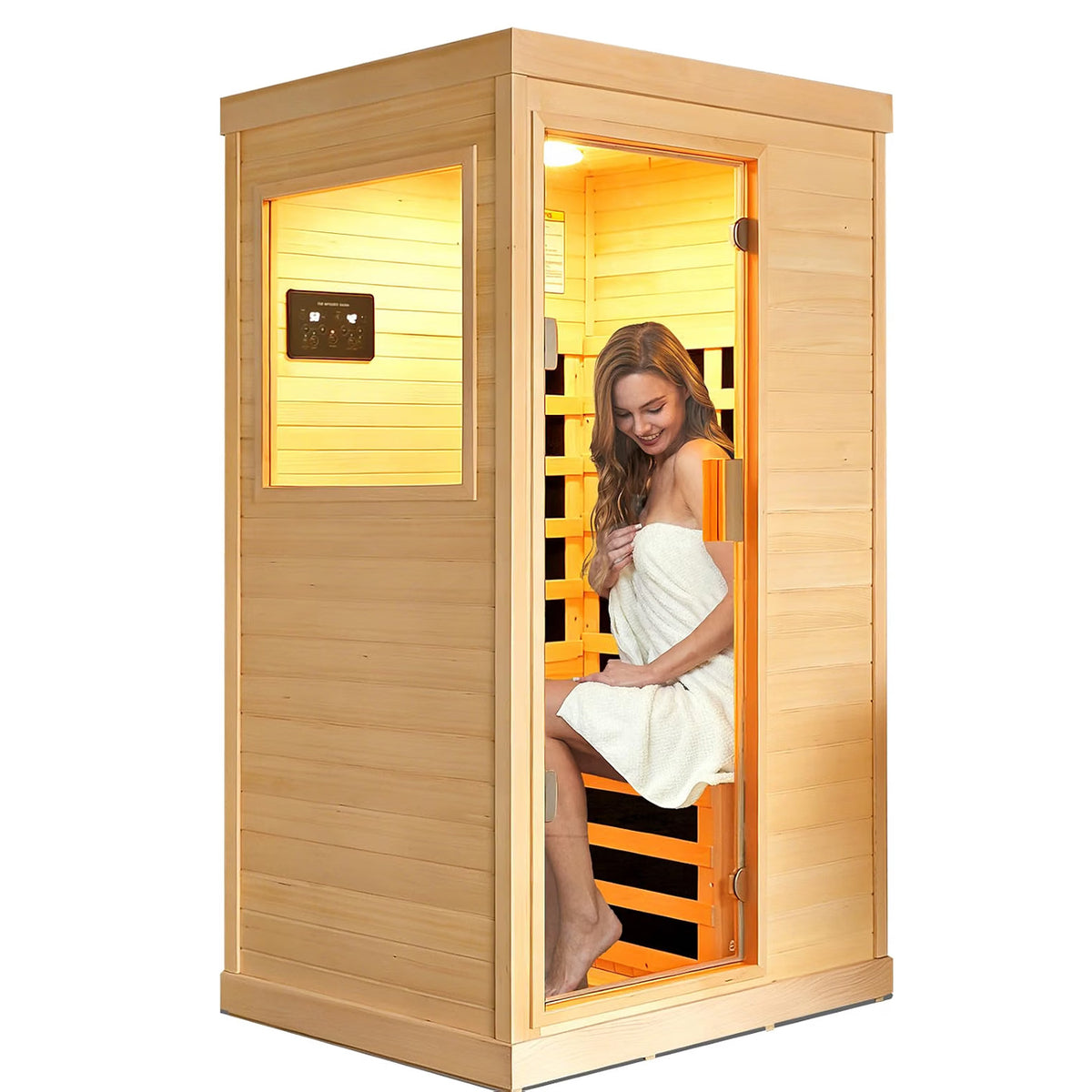 Far Infrared Sauna Home Sauna Spa Room Canadian Hemlock Wood 1200W for Home & Gym
