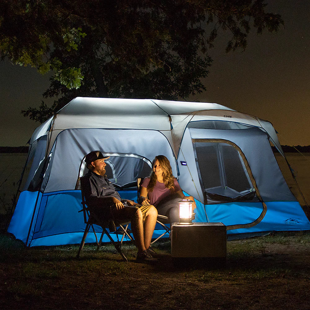 COOLBABY 9-Person Instant Cabin Tent with Built-in LED Lighting, Quick Setup & Weather Protection - COOLBABY