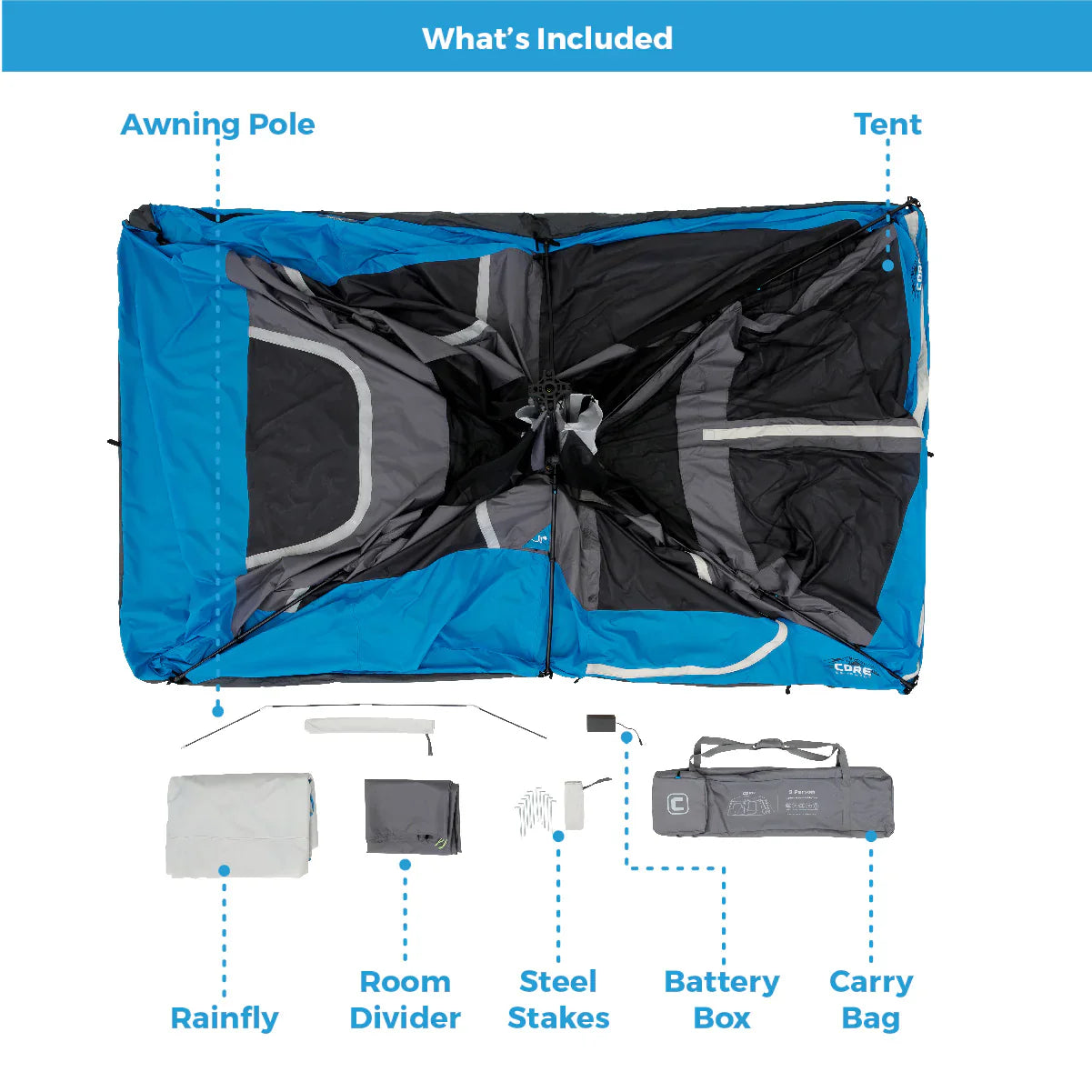 COOLBABY 9-Person Instant Cabin Tent with Built-in LED Lighting, Quick Setup & Weather Protection - COOLBABY