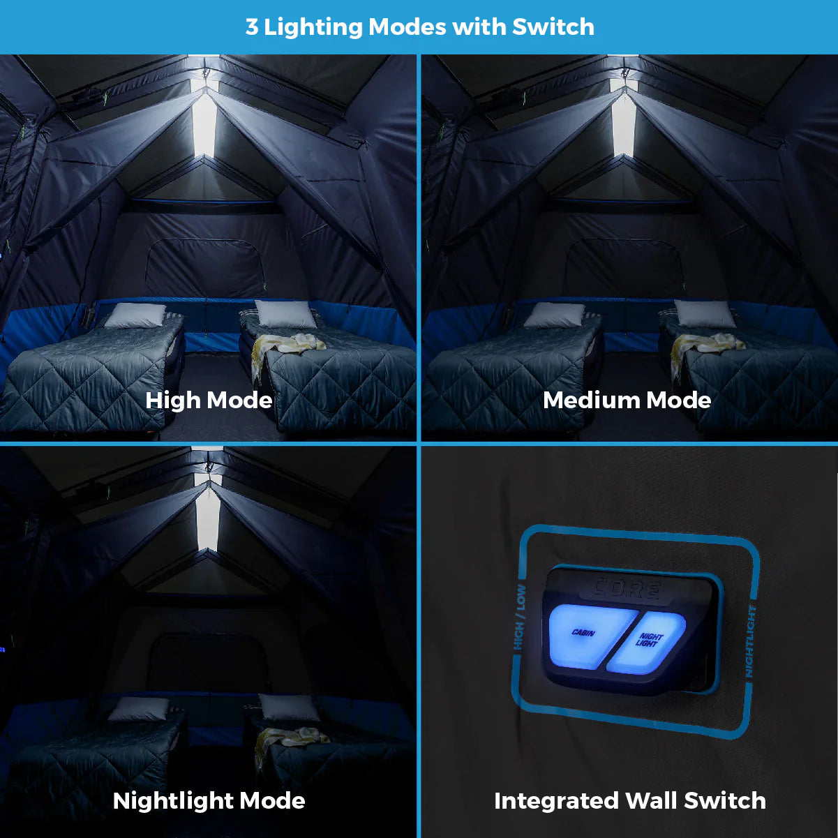 COOLBABY 10-Person Lighted Instant Tent with Screen Room – Quick Setup, Weather-Resistant, LED Lighting - COOLBABY