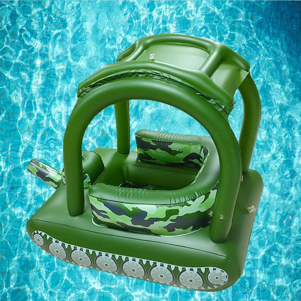 Kids Swimming Float Inflatable Baby Pool Float with Sun Canopy and Safety Seat Tank Baby Swimming Ring for Beach Party Pool Toys - COOLBABY
