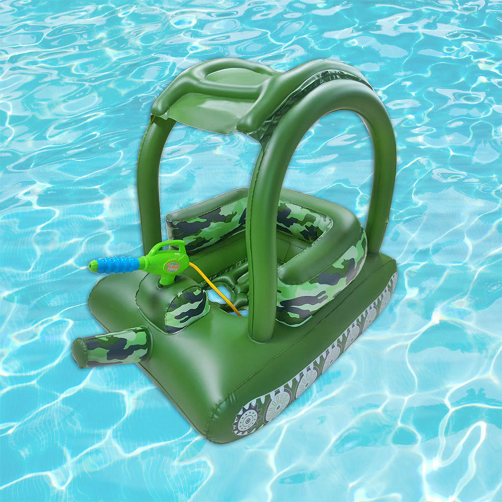 Kids Swimming Float Inflatable Baby Pool Float with Sun Canopy and Safety Seat Tank Baby Swimming Ring for Beach Party Pool Toys - COOLBABY