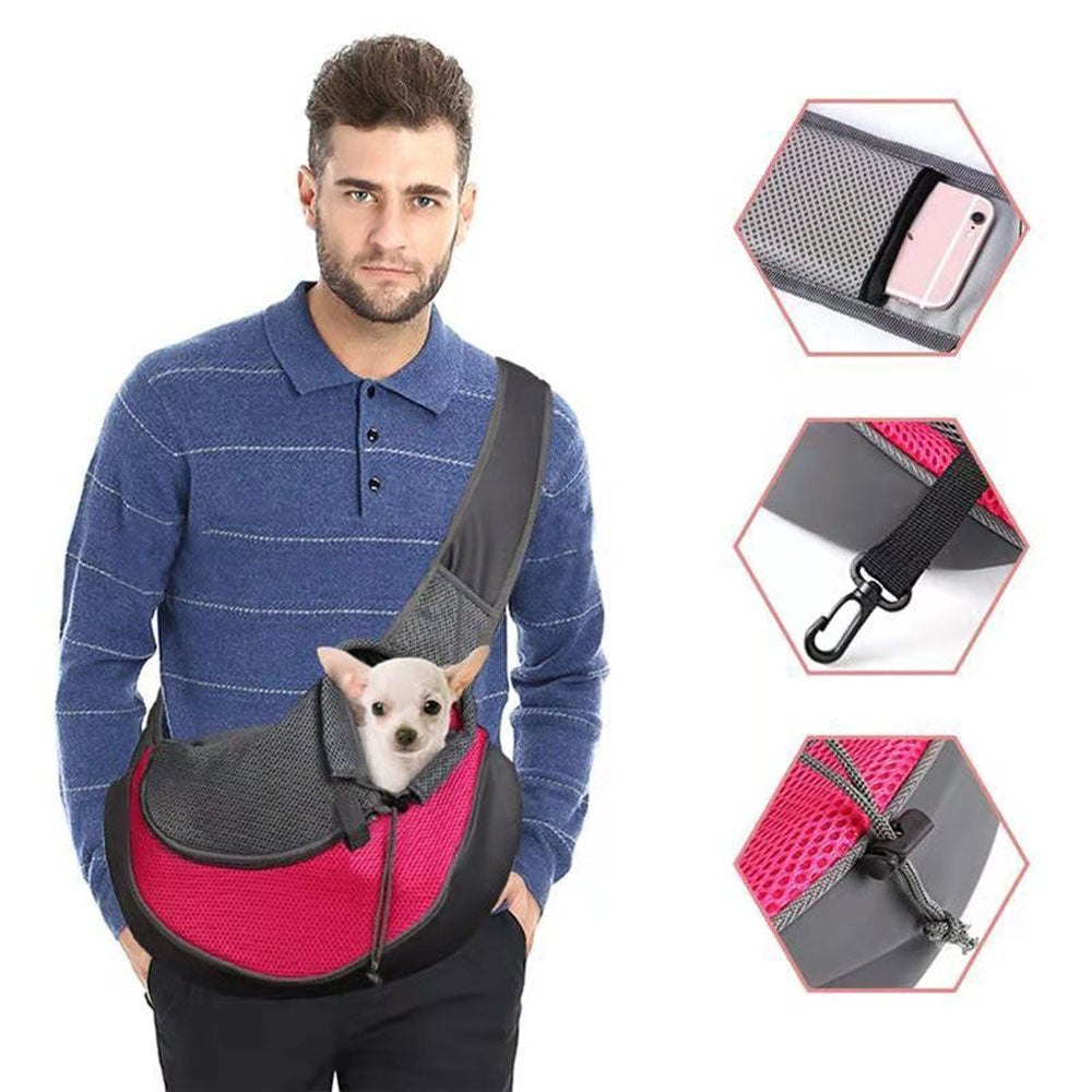 COOLBABY LZM-CWBB03 Pet Dog Out Carrying Bag,Pet Dog Sling Carrier Breathable Mesh Travel Safe Sling Bag Carrier for Dogs Cats,Within 3 kg,Small,38 * 10 * 20CM - COOL BABY