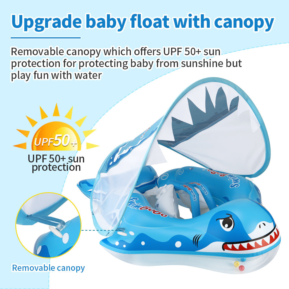 COOLBABY WQSJ-ETYQ02 Baby Swimming Float,Baby Swimming Float with Canopy Swimming Pool Float Inflatable Swim Rings Baby Seat Boat,Size L… - COOLBABY