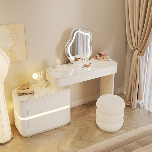 COOLBABY Light luxury high sense bedroom TV cabinet makeup table integrated simple modern small flat high appearance level glass makeup table - COOLBABY