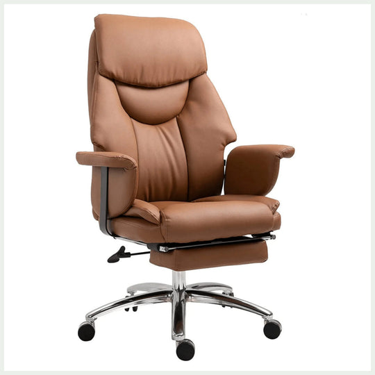 Ergonomic Office Chair, Luxurious PU Leather Chair - Brown - COOLBABY