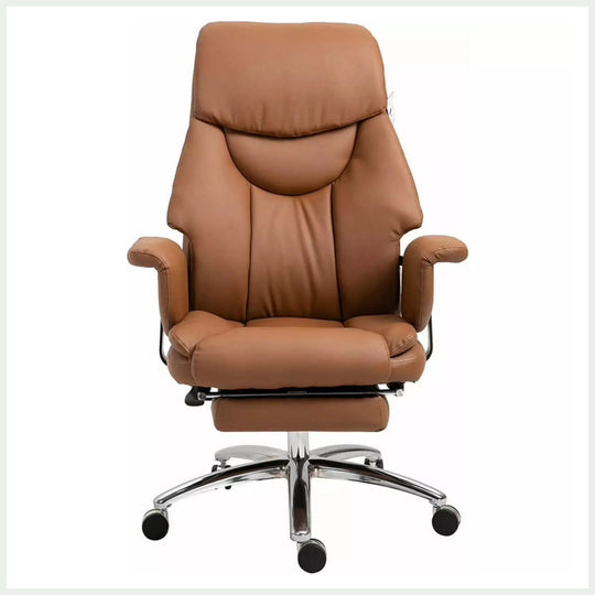 Ergonomic Office Chair, Luxurious PU Leather Chair - Brown - COOLBABY