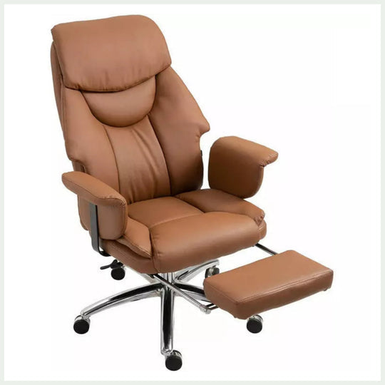 Ergonomic Office Chair, Luxurious PU Leather Chair - Brown - COOLBABY