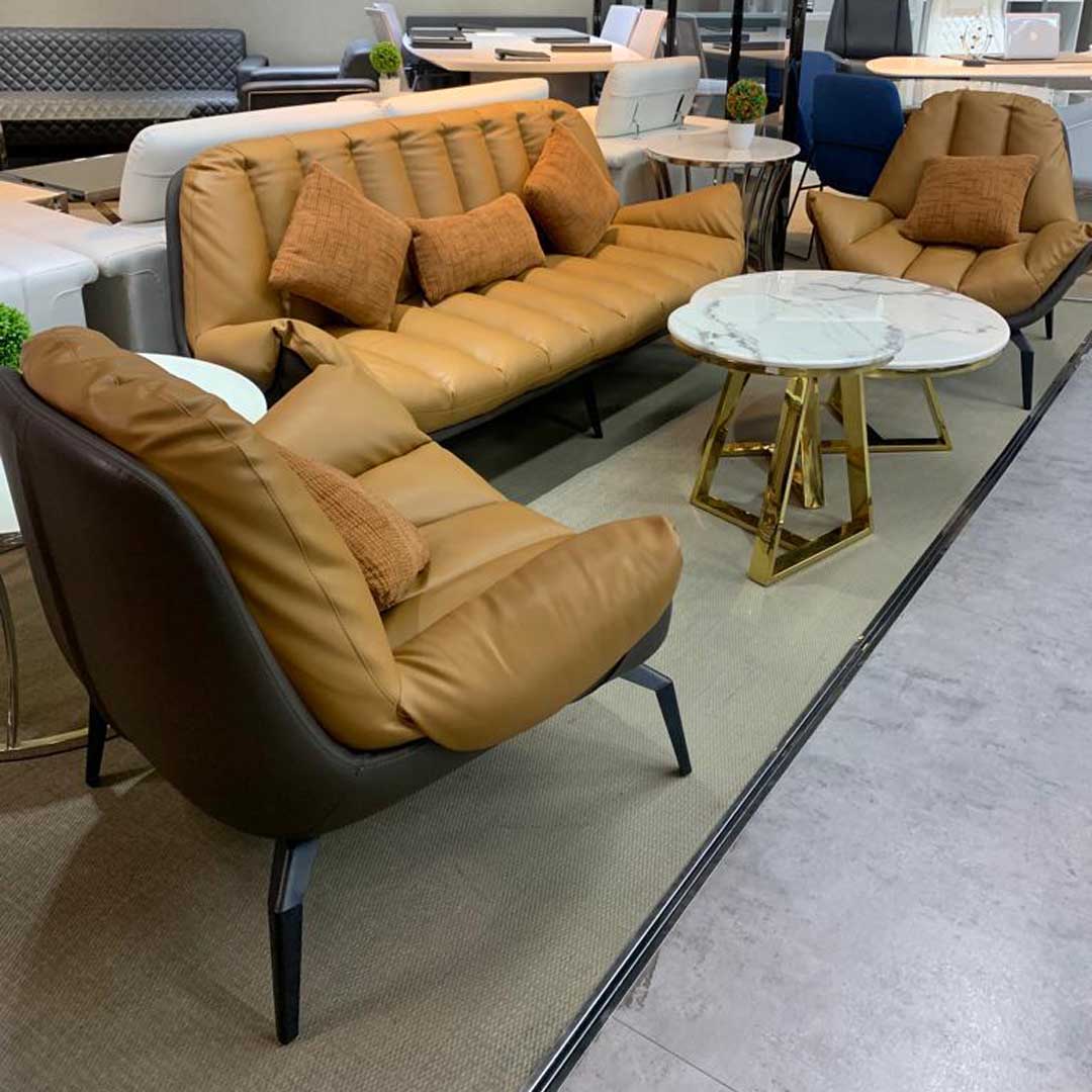 COOLBABY Brown Single Seater Sofa SF-226 - Premium PU Leather, Durable Metal Frame - COOLBABY