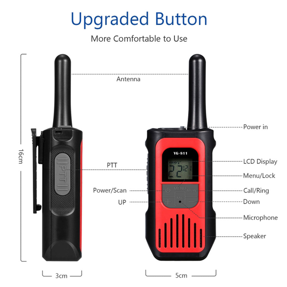 COOLBABY WQSJ020 Kids Adults Mini High Power Walkie Talkie 2 PCS,Walkie-Talkie 22 Channel Long Range Outdoor Two Radio Walkie Talkie for Kids,VOX - COOLBABY