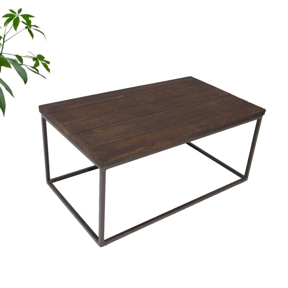 Outdoor Iron and PVC Table Brown - COOLBABY