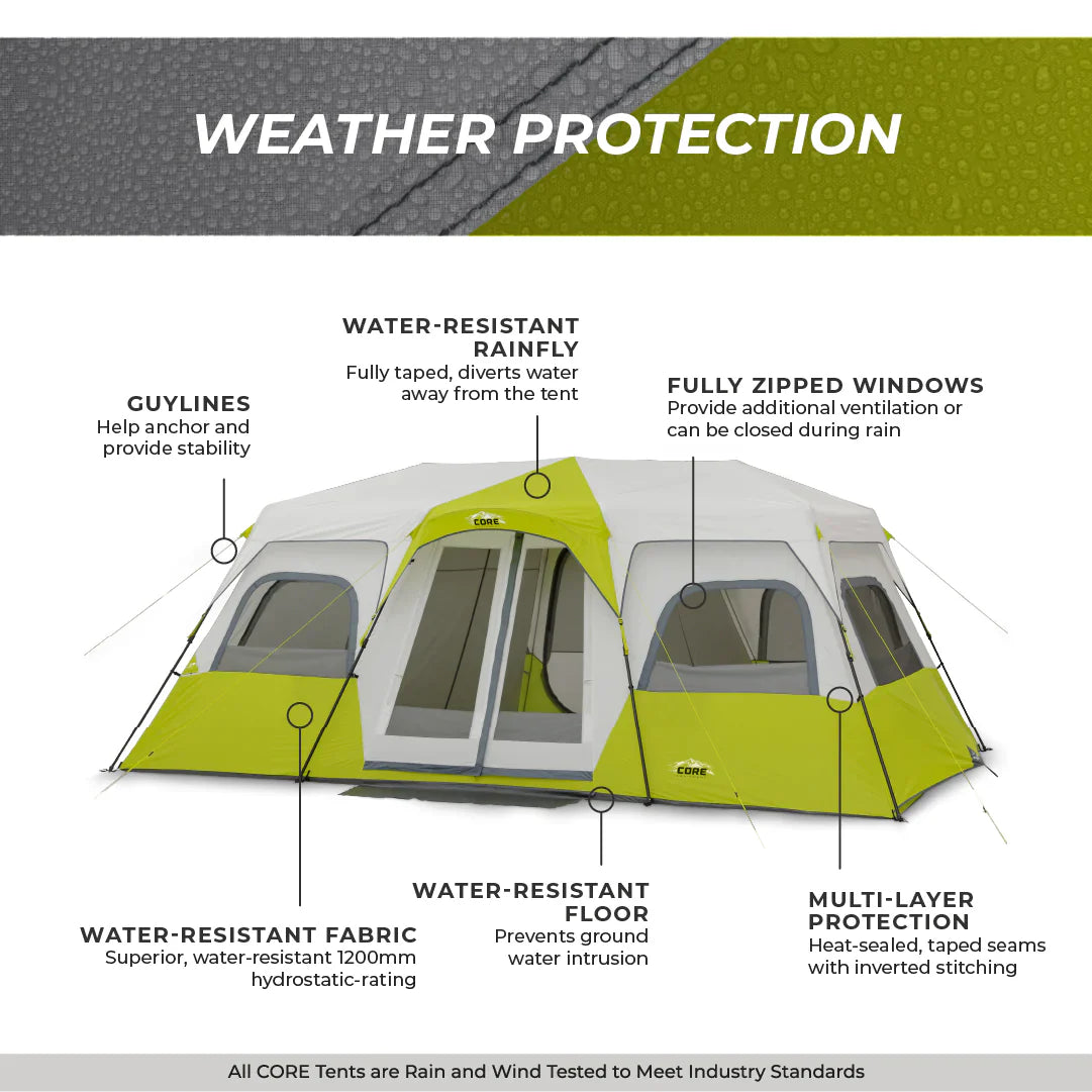 COOLBABY 12-Person Instant Cabin Tent - Spacious 18' x 10', Weather Protection, and 3-Room Capability - COOLBABY