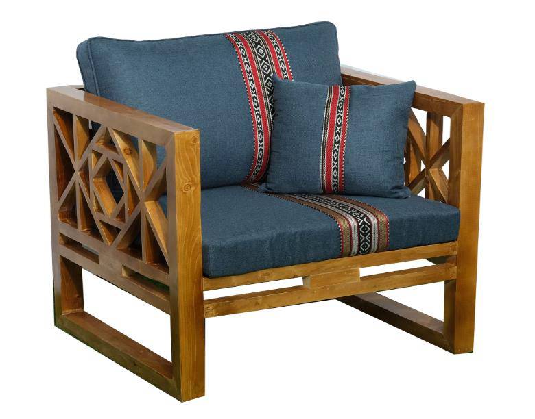 COOLBABY FAB-4S-DB Four Seasons Family Comfort Sofa Set with Wooden Table - Dark Blue - COOL BABY