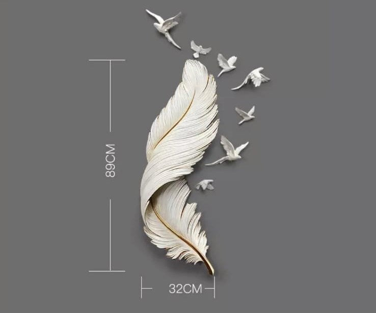 home décor Gypsum, Large 3D Wall Art Sculpture, With Light, Feather, Home Wall Decoration, for Living room, Lounge, Hallway Wall. - COOLBABY