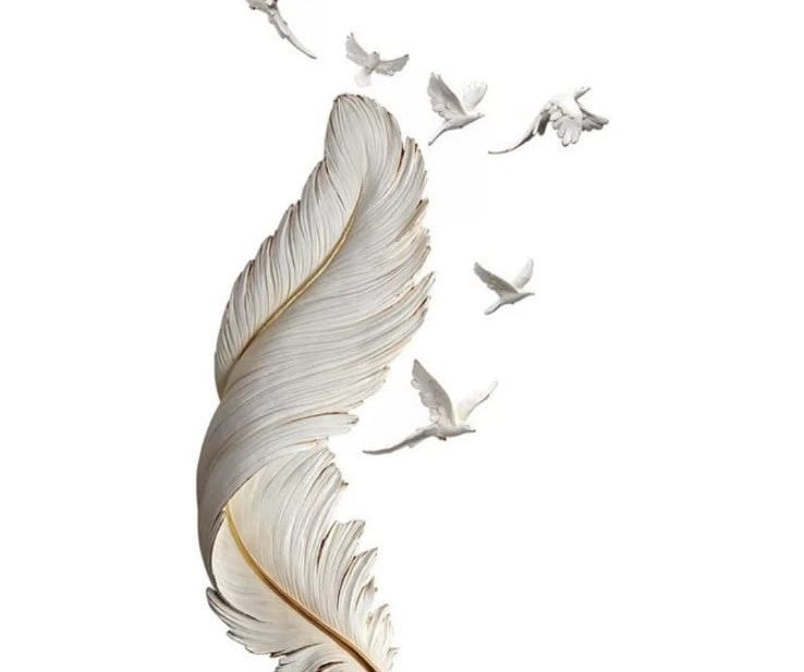 home décor Gypsum, Large 3D Wall Art Sculpture, With Light, Feather, Home Wall Decoration, for Living room, Lounge, Hallway Wall. - COOLBABY