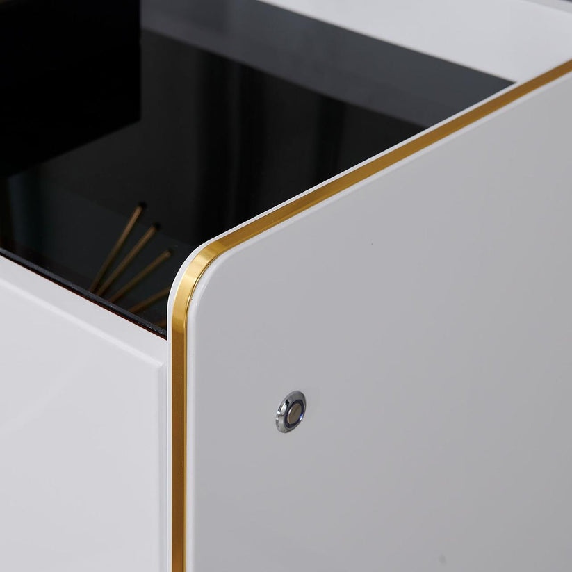 Sideboard Chest Drawers in Transparent Glass Top with LED Interior Lighting. - COOLBABY