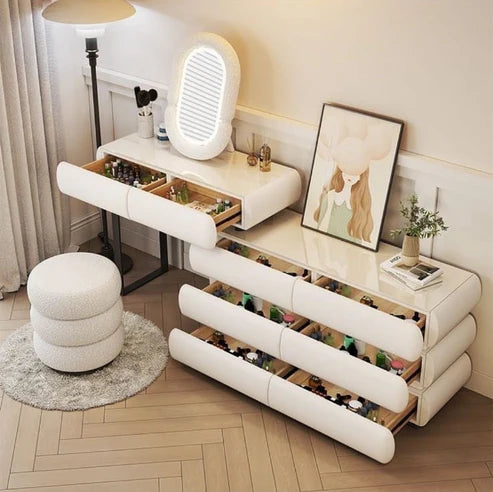 Modern Minimalist Makeup Dresser Desk for Bedroom-Elegant Solid Wood Vanity Table - COOLBABY