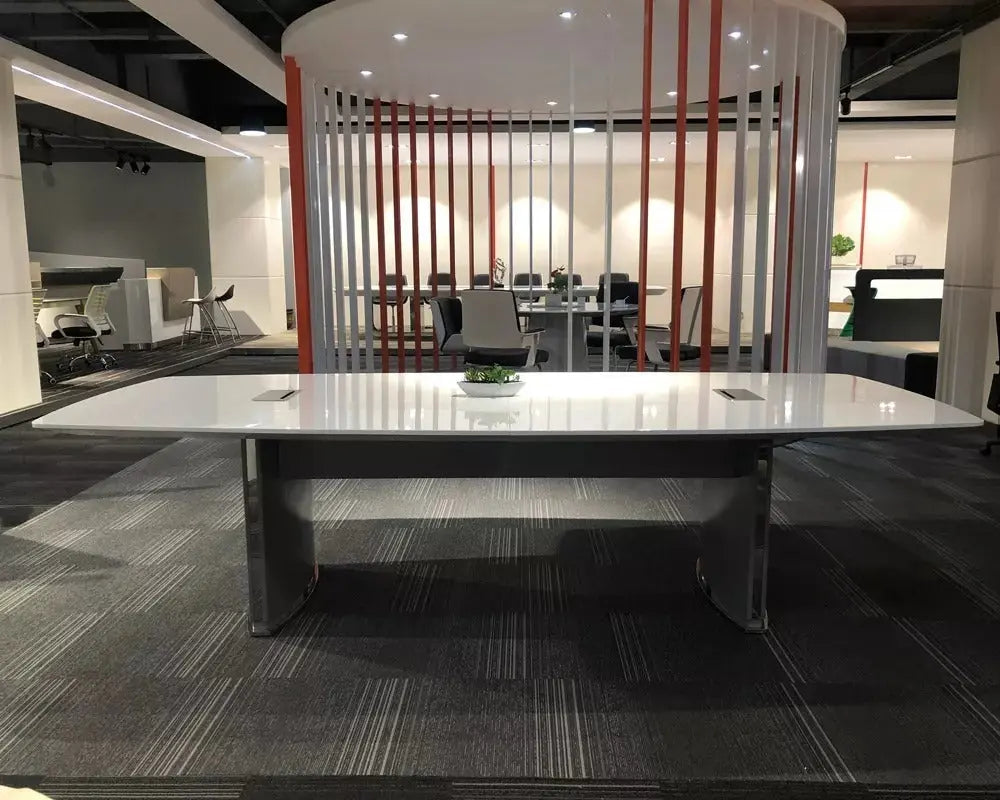 BG-9936 Glossy White Meeting Table 360 cm | Executive Conference Table with Power & USB Ports