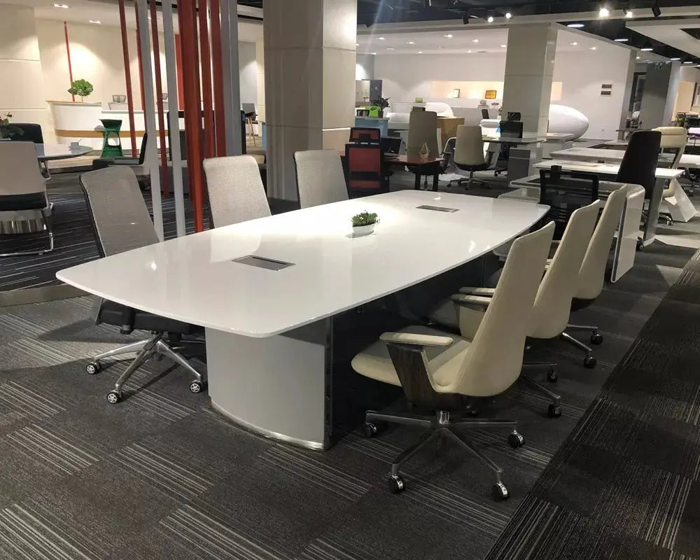 BG-9936 Glossy White Meeting Table 360 cm | Executive Conference Table with Power & USB Ports