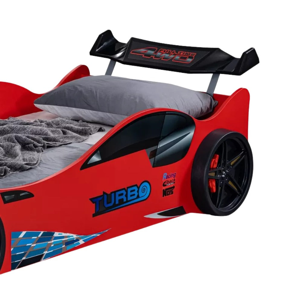 Vanilla Turbo Kids’ Car Bed – Single Size 90×190 cm, ABS Plastic Frame, Modern Racing Design, Durable & Easy‑Clean Finish - COOLBABY