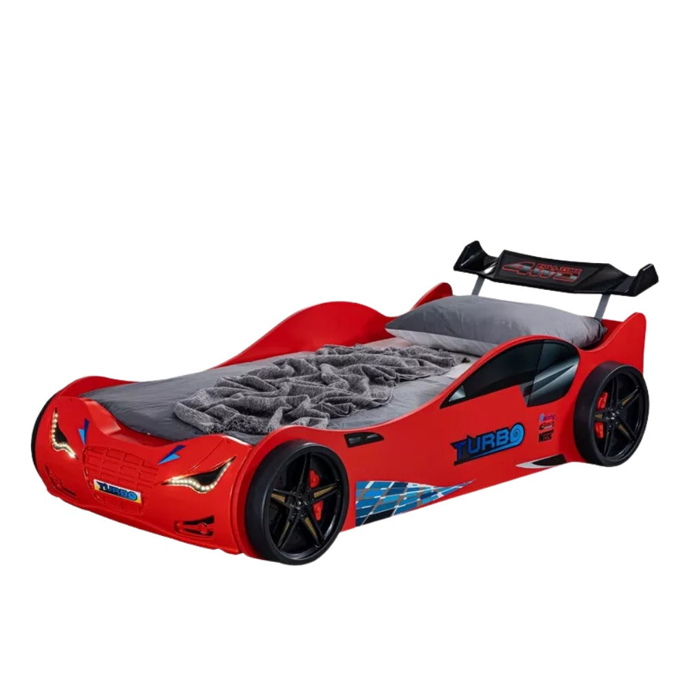 Vanilla Turbo Kids’ Car Bed – Single Size 90×190 cm, ABS Plastic Frame, Modern Racing Design, Durable & Easy‑Clean Finish - COOLBABY