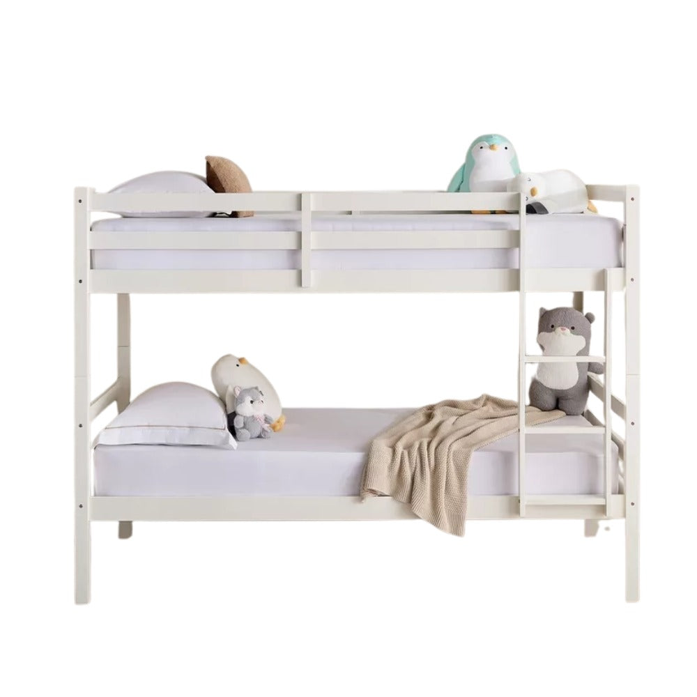 Movo Stova Vanilla Single Bunk Bed – 90×200 cm, Solid Wood Frame, Modern Space‑Saving Kids’ Bunk Bed with Integrated Ladder - COOLBABY