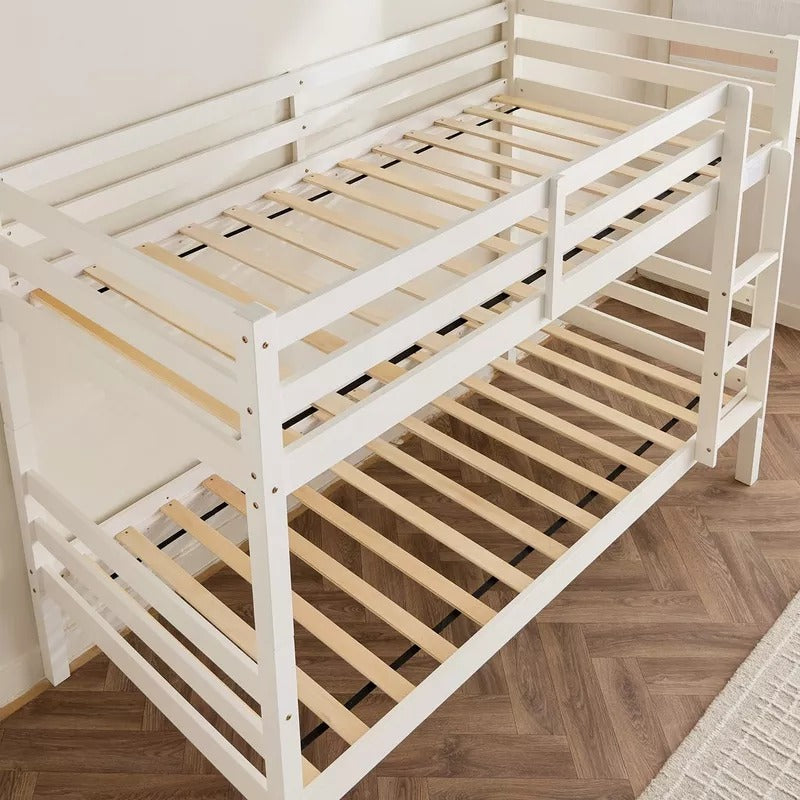 Movo Stova Vanilla Single Bunk Bed – 90×200 cm, Solid Wood Frame, Modern Space‑Saving Kids’ Bunk Bed with Integrated Ladder - COOLBABY
