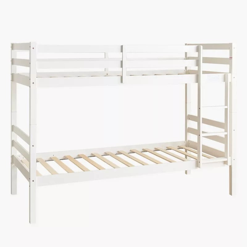 Movo Stova Vanilla Single Bunk Bed – 90×200 cm, Solid Wood Frame, Modern Space‑Saving Kids’ Bunk Bed with Integrated Ladder - COOLBABY