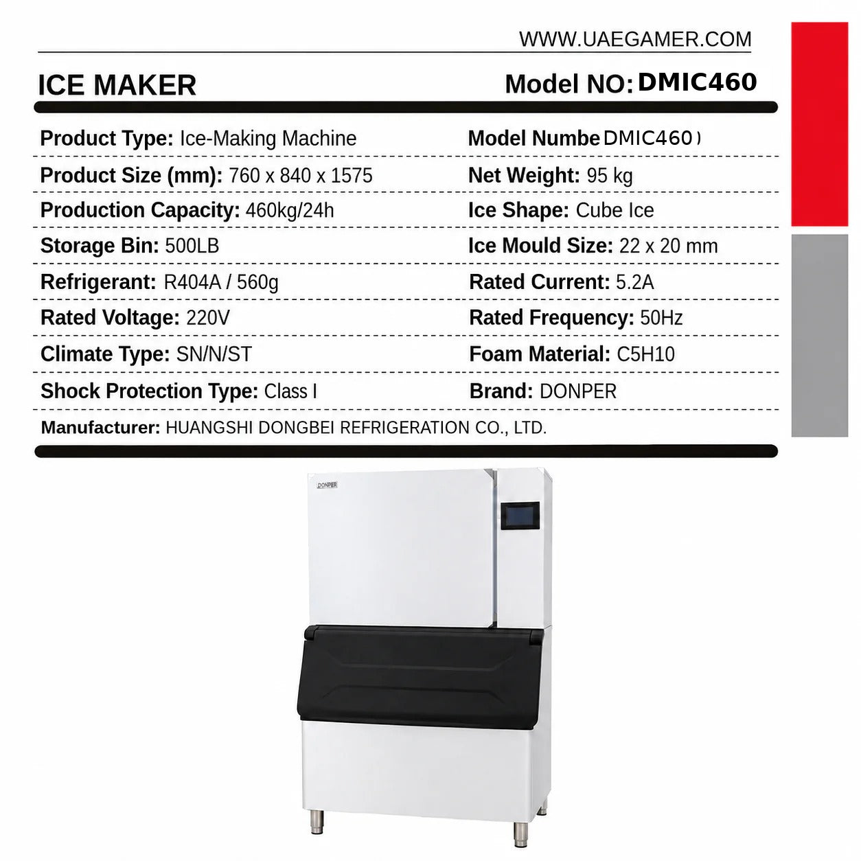 Commercial Ice Maker Machine, Ice Maker Commercial with Drain Pump, Air Cooled Stainless Steel Ice Maker,for Restaurants, Bars,Home