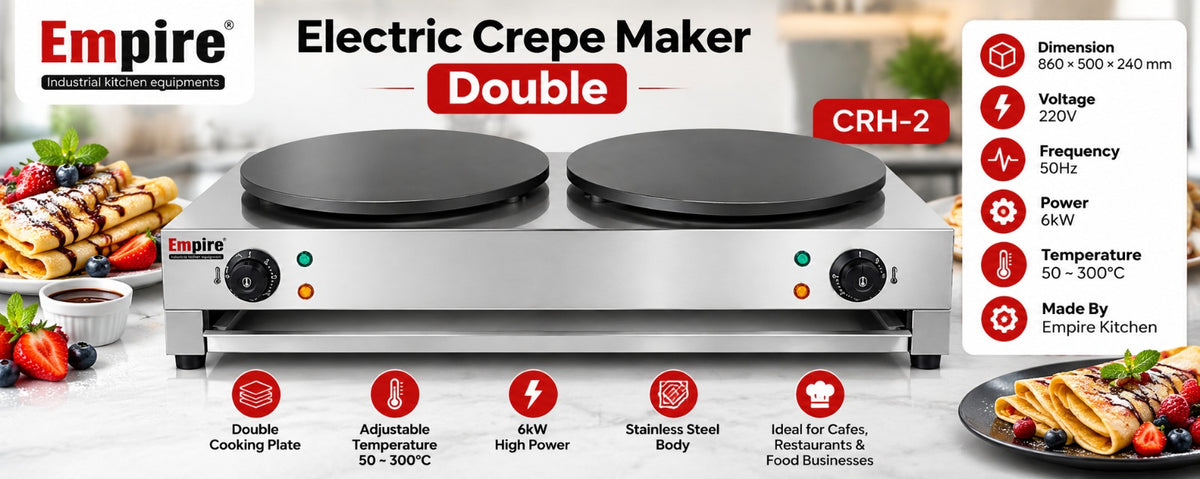 Empire CRH-2 Double Electric Crepe Maker – Commercial Crepe Making Machine - COOLBABY