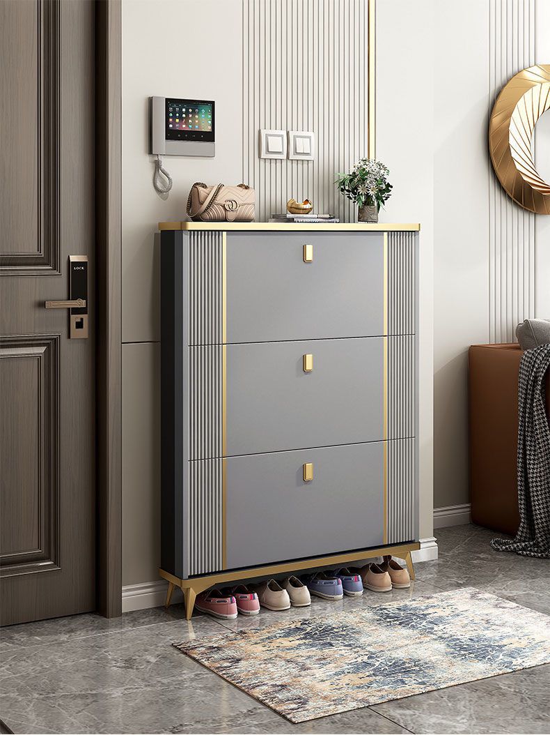 Shoe Rack Cabinet in Double Tipping, Shoe Cabinet 3 Flipping Doors Free Standing Organizer For Entryway Hallway - COOLBABY