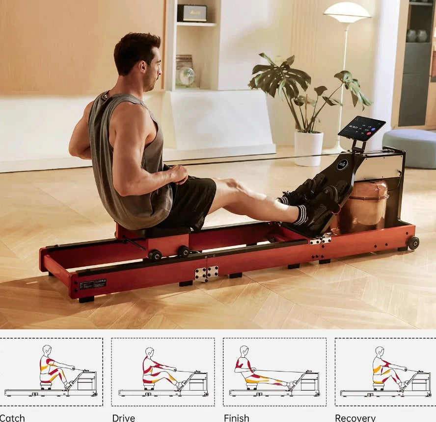 WM10 Trifold Water Rowing Machine | Foldable Water & Magnetic Rower with 32 Resistance Levels
