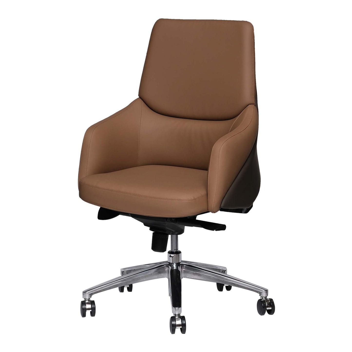 COOLBABY Ergonomic Low Back Office Chair YS-1524-B in Brown – PU Leather - COOLBABY