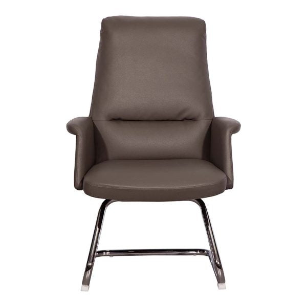 COOLBABY Ergonomic Pure Leather Office Visitor Chair 205-C with Chrome Frame and Cushioned Back Support - COOLBABY