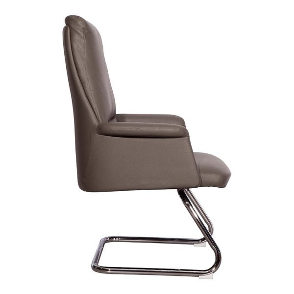 COOLBABY Ergonomic Pure Leather Office Visitor Chair 205-C with Chrome Frame and Cushioned Back Support - COOLBABY