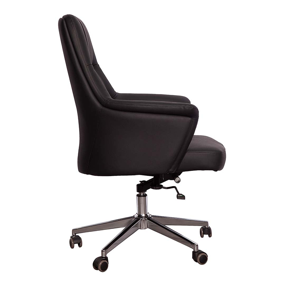 COOLBABY Ergonomic Low Back Office Chair YS-2107-B - PU Leather, Adjustable Height, Chrome Base - COOLBABY