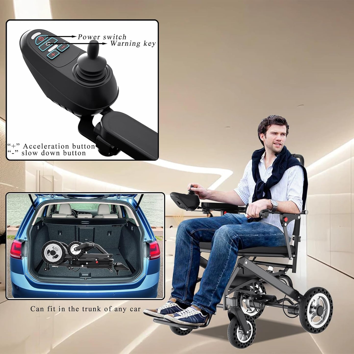 Super Lightweight (Only 16kgs) Portable Transit Travel Wheelchair, Folding Transport Wheelchairs for Adults and Seniors Support 100kgs, Lightweight Magnesium Alloy Wheelchair for Elderly - COOLBABY