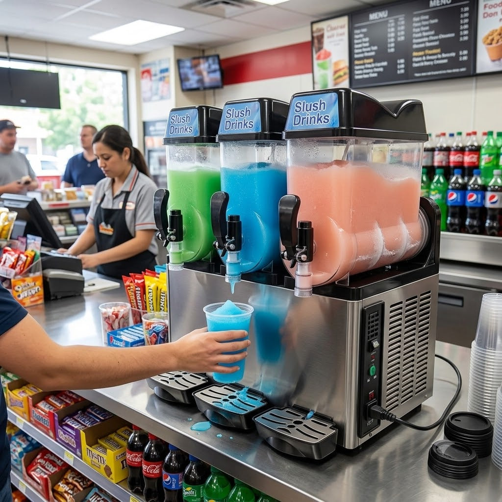 Commercial Slush & Smoothie Machine 3 Bowl 12L Frozen Drink Maker with Stainless Steel Body