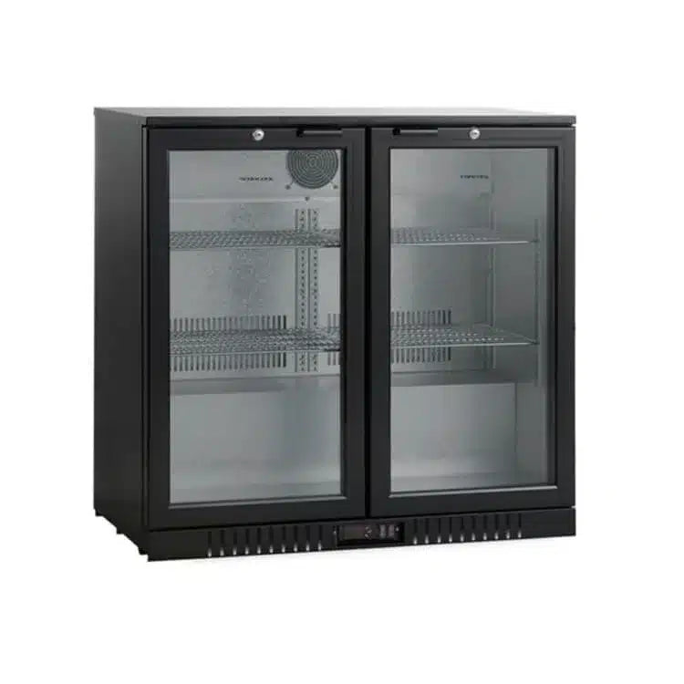 BC02PP 2 Door Bar Cooler | 220L Black Epoxy Commercial Beverage Fridge