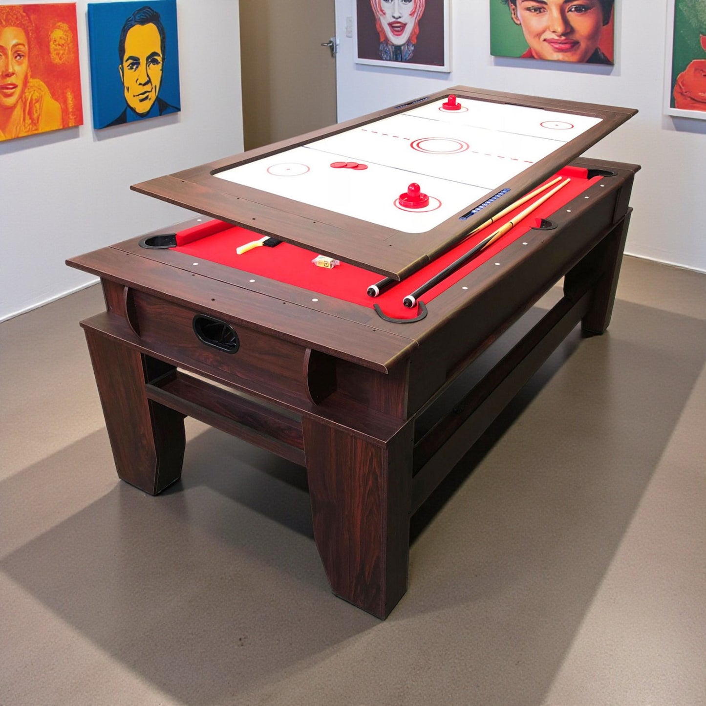2 in 1 Pool Table Multigame Billiards 7ft red with Air Hockey – Billardhockey