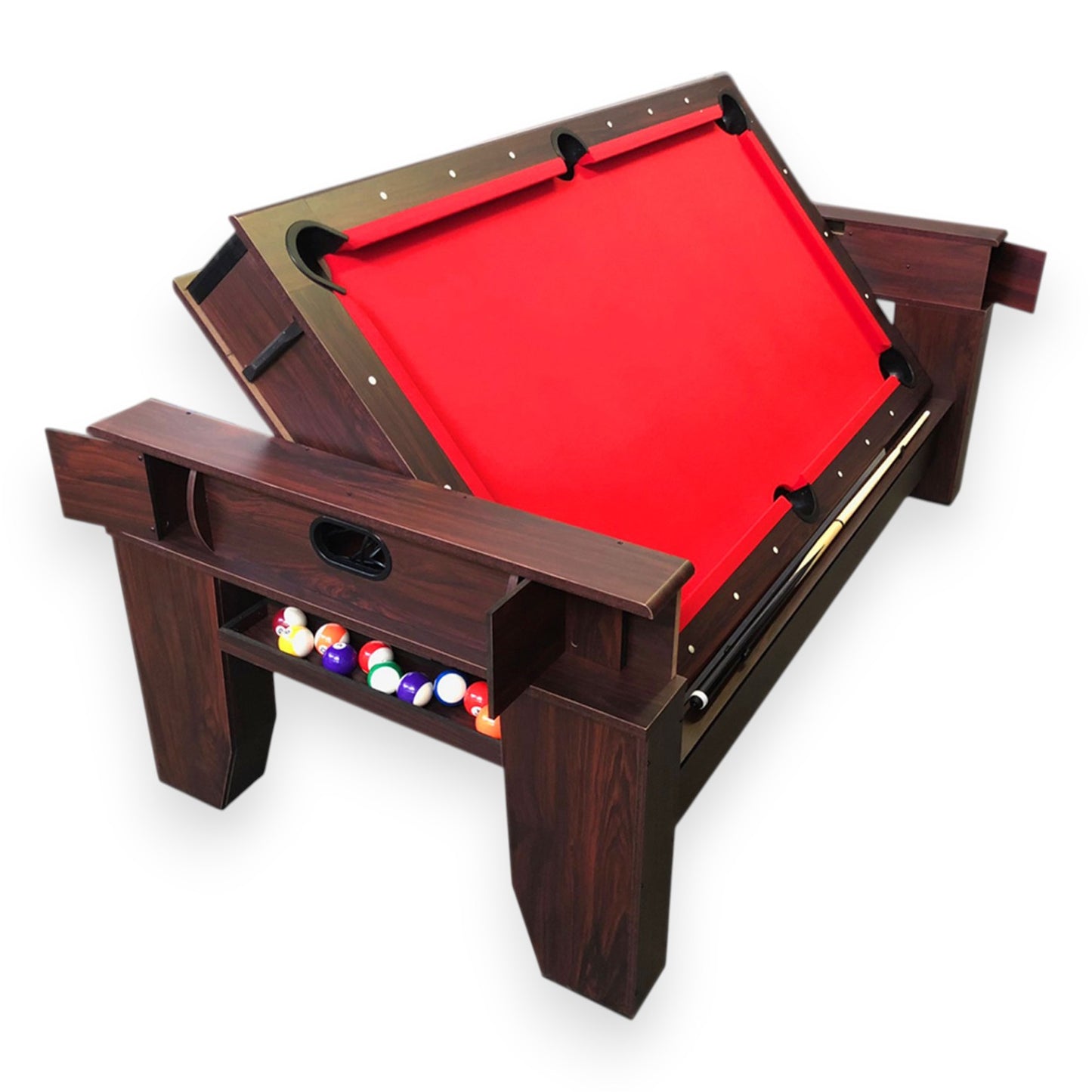 2 in 1 Pool Table Multigame Billiards 7ft red with Air Hockey – Billardhockey