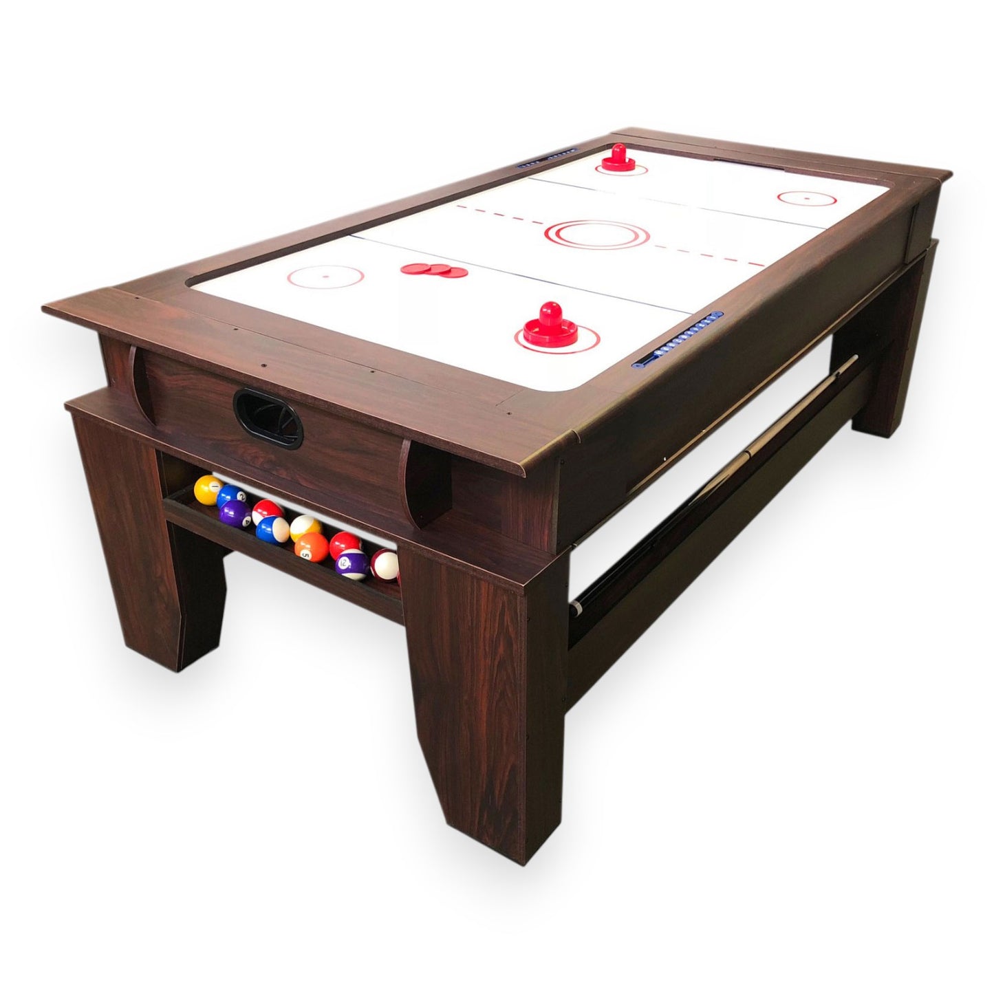 2 in 1 Pool Table Multigame Billiards 7ft red with Air Hockey – Billardhockey
