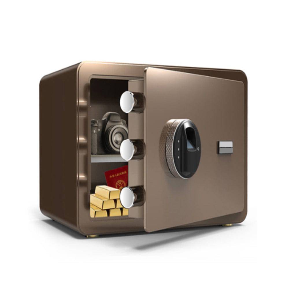 COOLBABY BXG-25 Safe Box with Biometric Fingerprint Lock, A4 Document Size Safety Deposit Box for Home Office Shop (25 * 35 * 25) Brown - COOL BABY