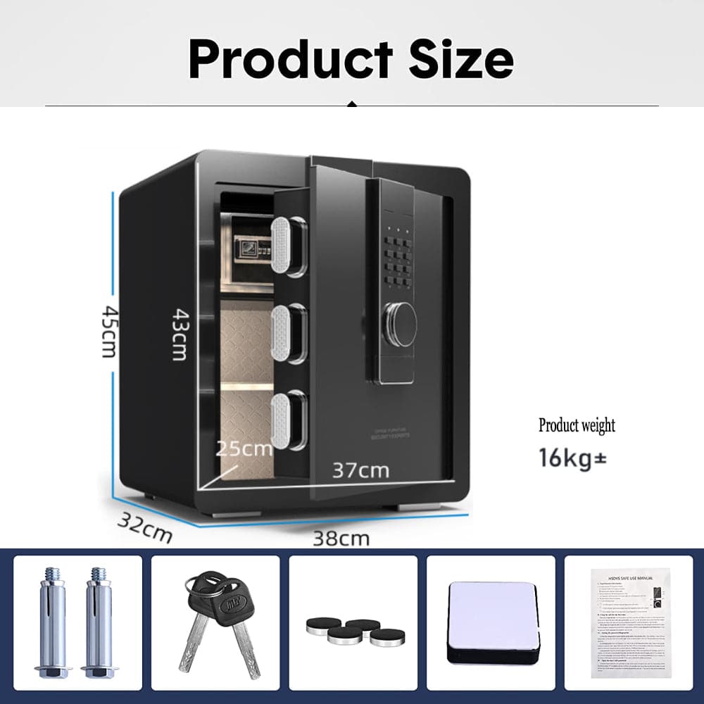 COOLBABY BXG-45 Home Security Safe Box with Digital Touch Screen Keypad, Storage Documents Jewelry Valuables-Black - COOL BABY