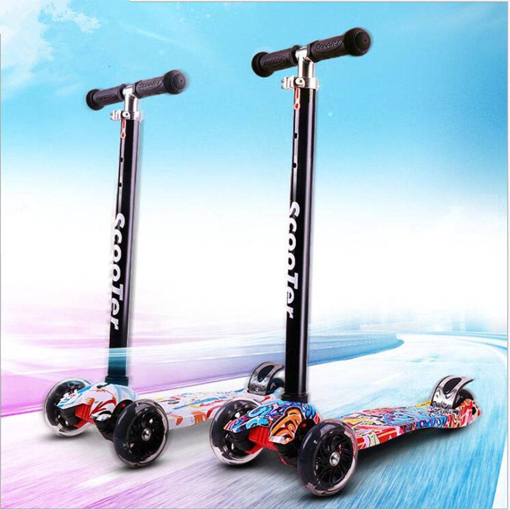 COOLBABY 036S Kids Scooter 3 Wheel 4Wheel Mini Adjustable Kick Scooter with LED Light Up Wheels - COOL BABY